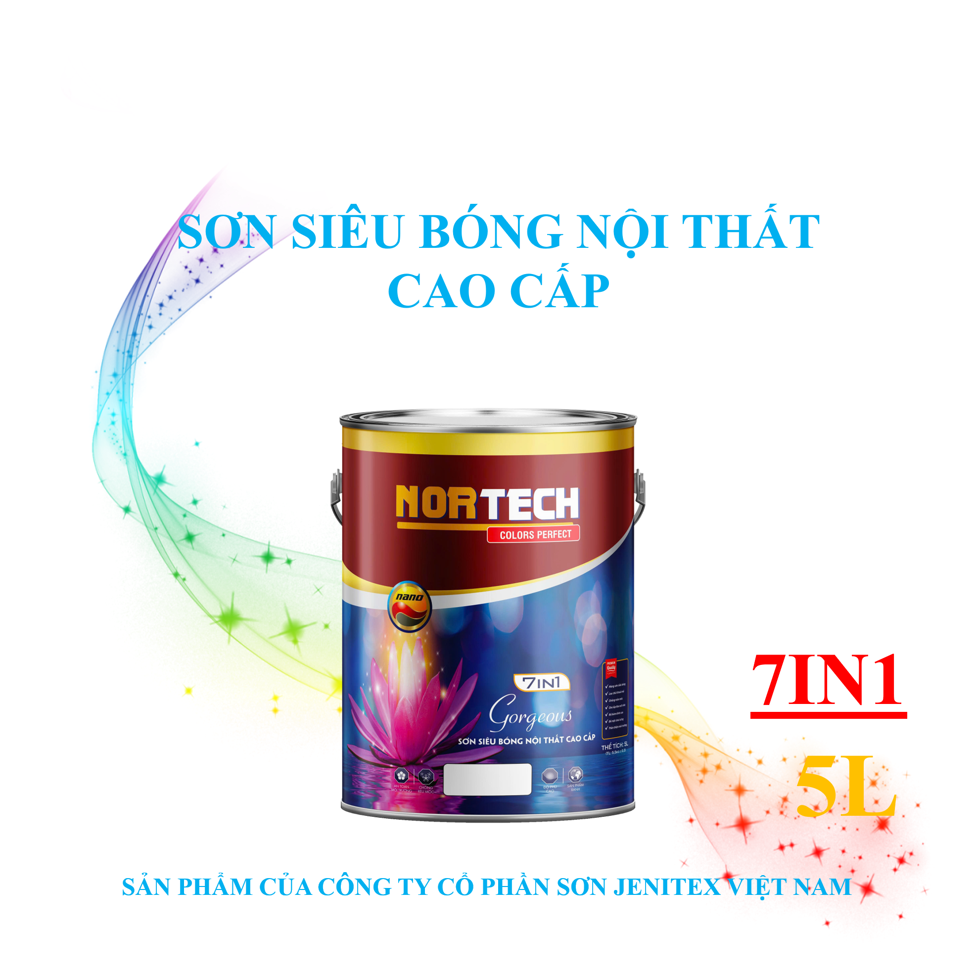 Sơn siêu bóng nội thất cao cấp 5L - Gorgeous - 7in1 
