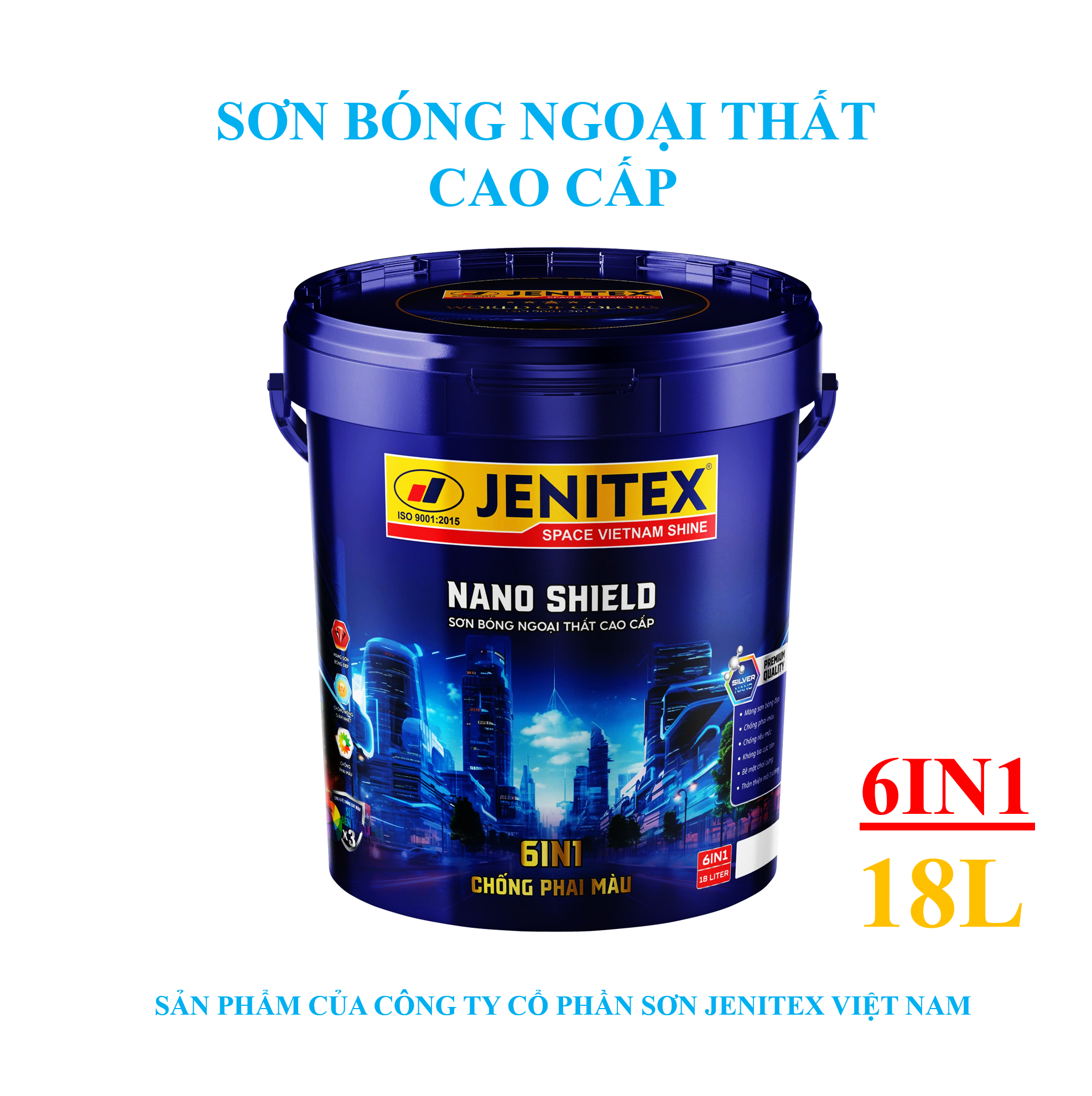 Sơn bóng ngoại thất cao cấp 18L - Nano Shield - NJ 6.1 - Chống phai màu