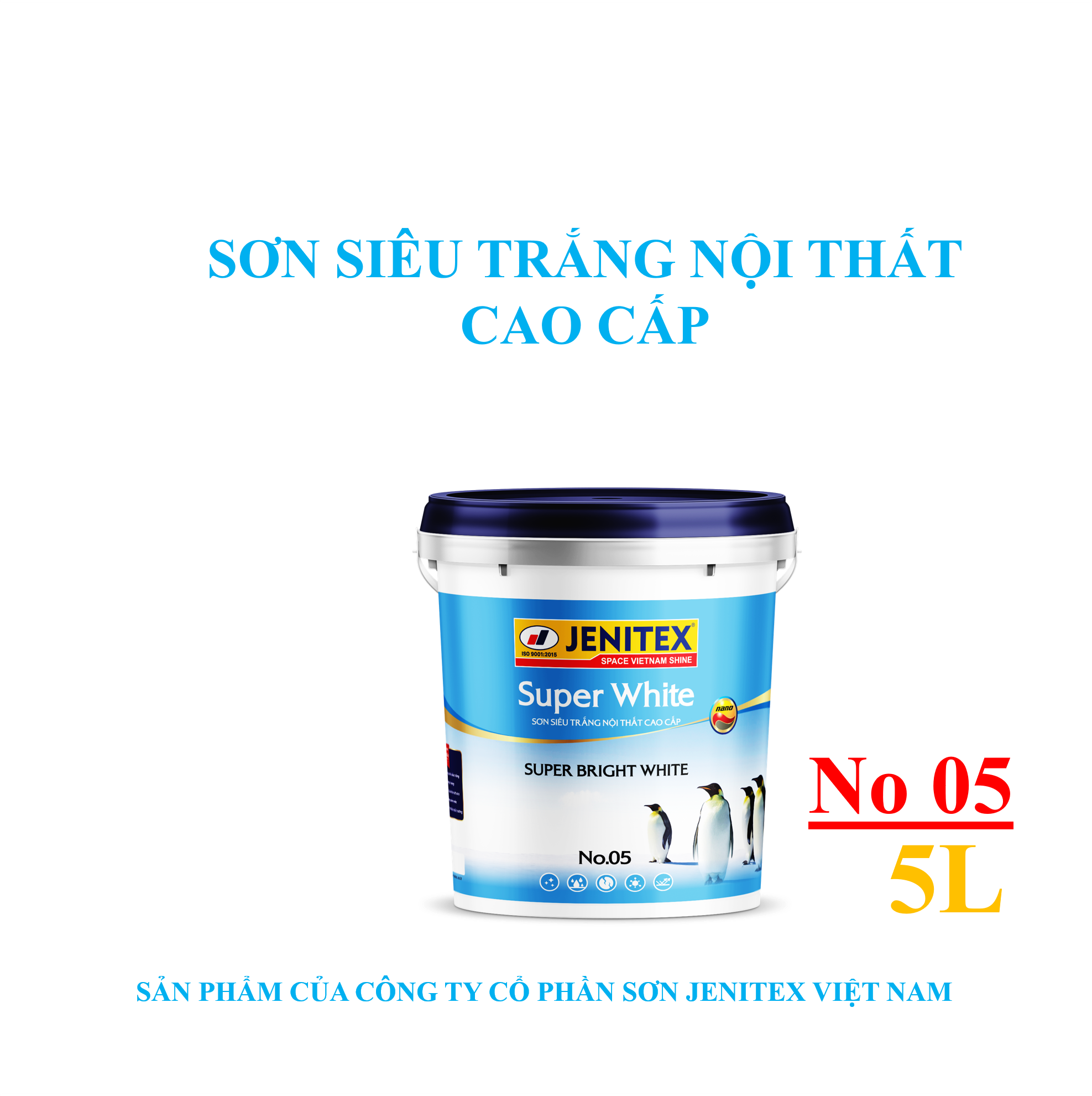 Sơn siêu trắng trần nội thất cao cấp 5L - Super White - Interior No.05